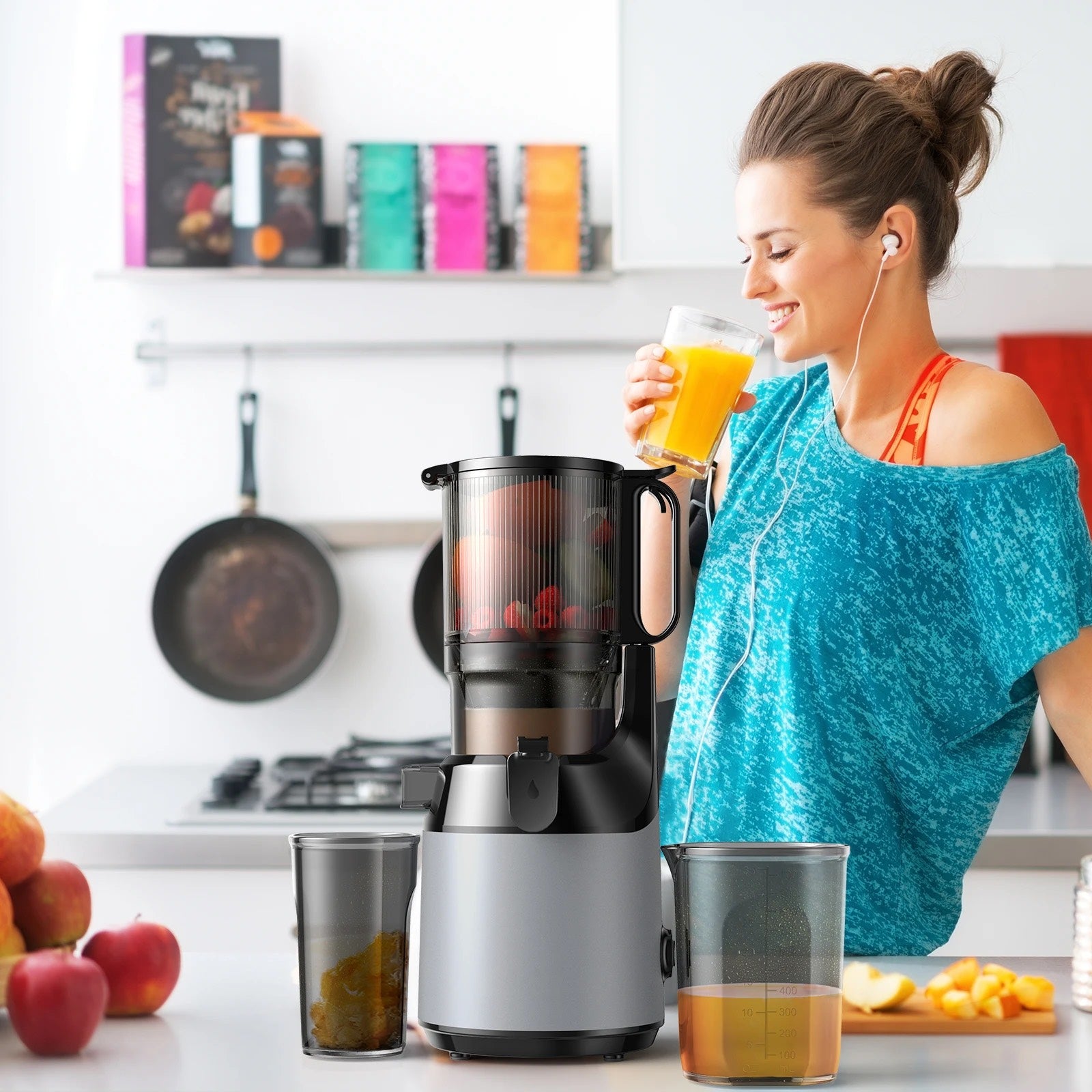 Extracteur de Jus de fruits et légumes, Silencieux & Puissant sans BPA – Jus Frais Maison, Vitamines Préservées & Nettoyage Facile