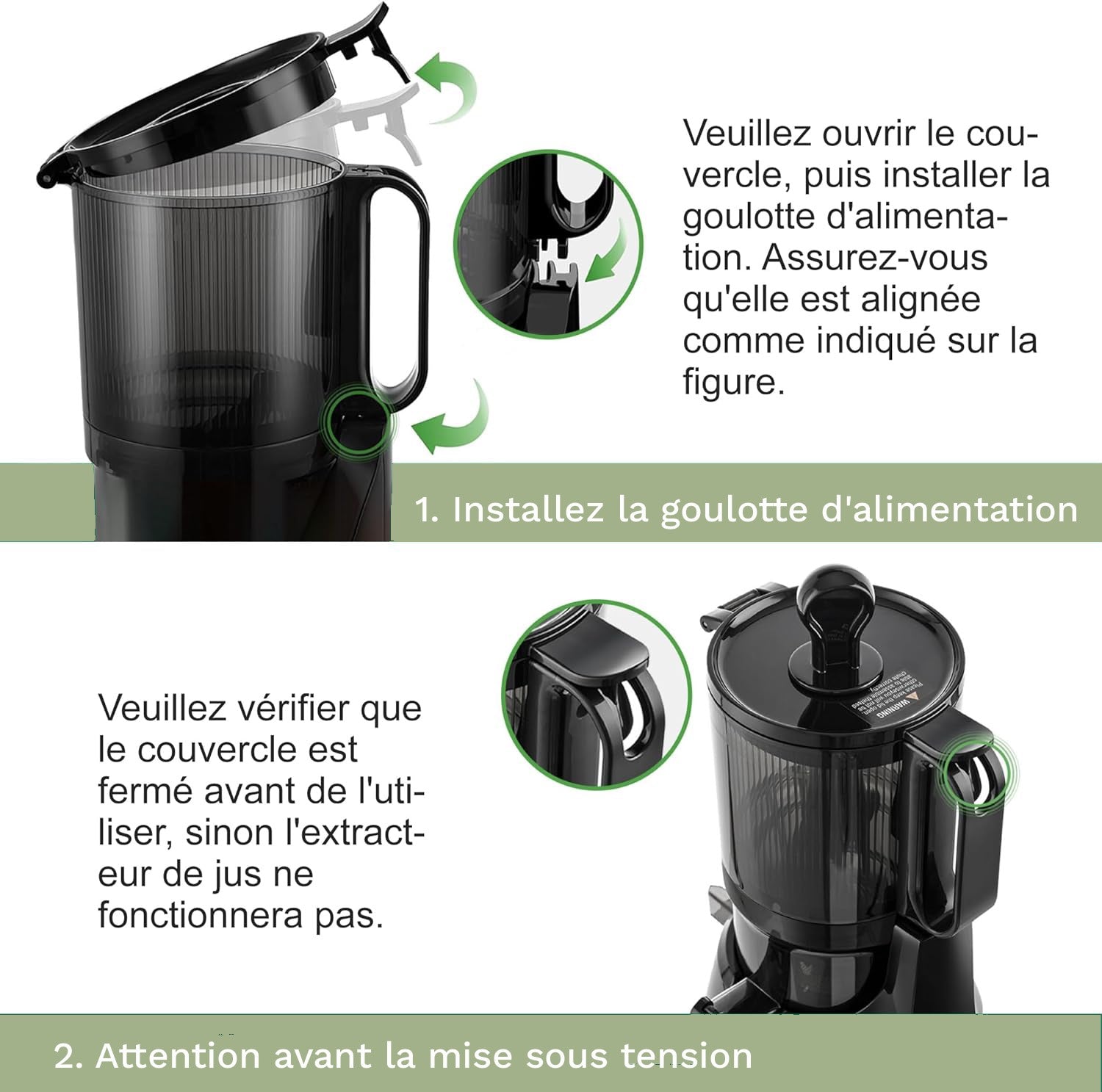 Extracteur de Jus de fruits et légumes, Silencieux & Puissant sans BPA – Jus Frais Maison, Vitamines Préservées & Nettoyage Facile
