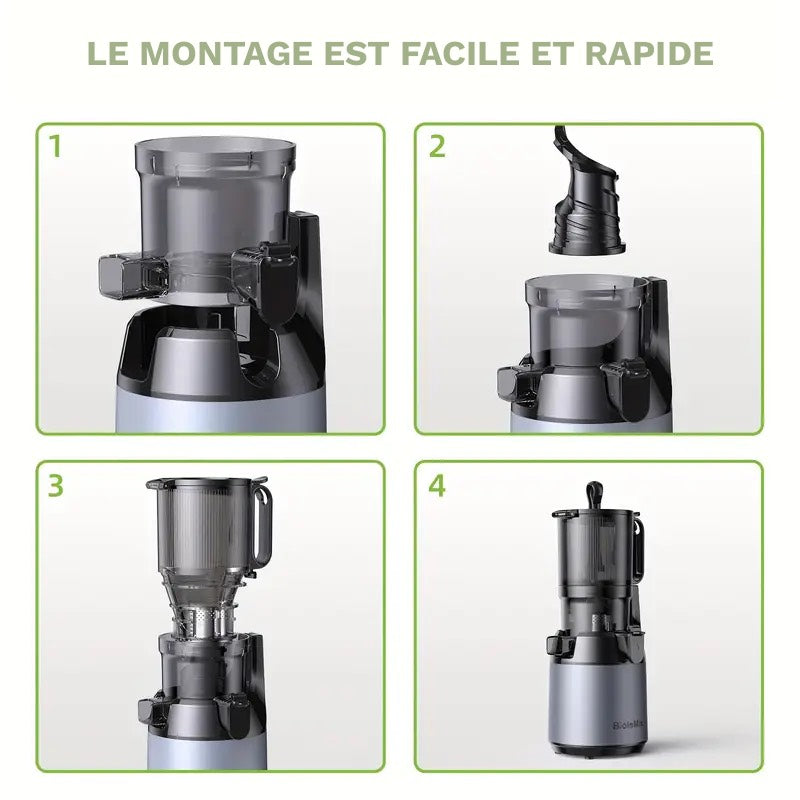 Extracteur de Jus de fruits et légumes, Silencieux & Puissant sans BPA – Jus Frais Maison, Vitamines Préservées & Nettoyage Facile
